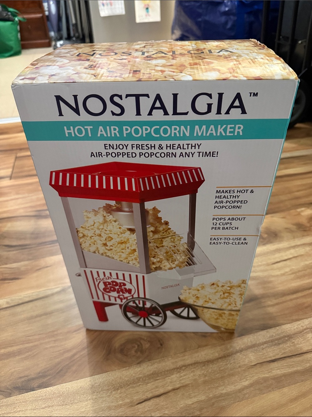 Nostalgia Red & White Hot Air Popcorn Maker Cart